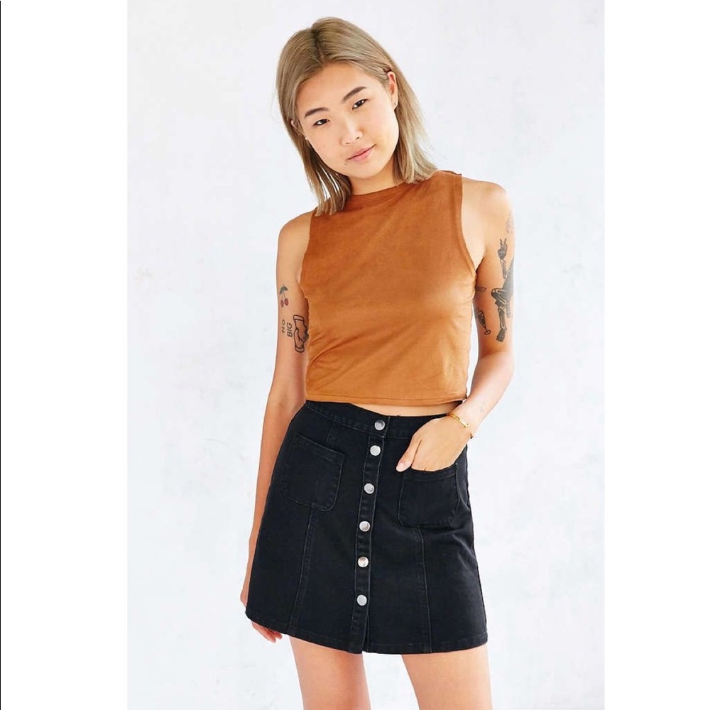 Urban Outfitters Black Denim Button Up Skirt